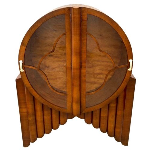 STUNNING ART DECO WALNUT 'ROCKET CABINET' VITRINE ENGLISH C1930 - ADDITIONAL PHOTO 9