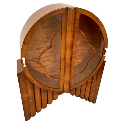 STUNNING ART DECO WALNUT 'ROCKET CABINET' VITRINE ENGLISH C1930 - ADDITIONAL PHOTO 10