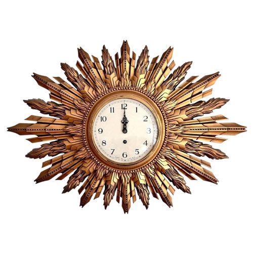 Impressive Art Deco Star Burst Wall Clock by Smiths , England, C1930