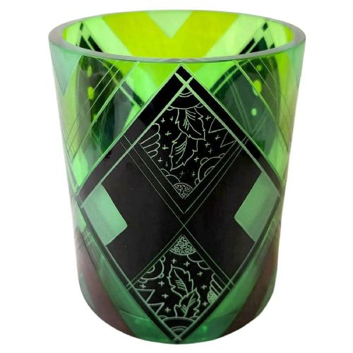 Spectacular Art Deco Uranium Round Glass Vase by Karl Palda, C1930