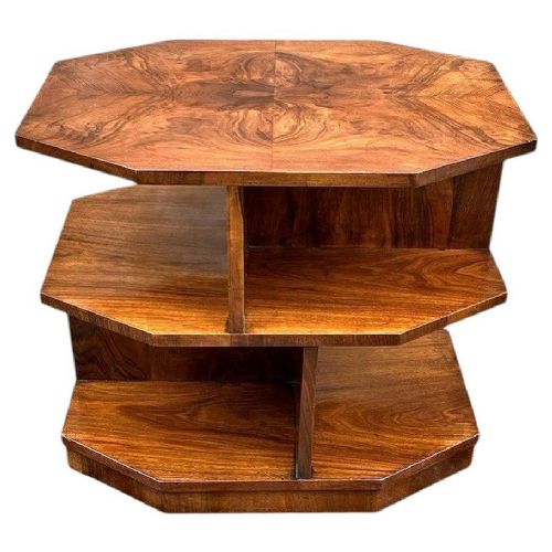 Art Deco High End Figured Walnut Sectional Book Table, English, C1930