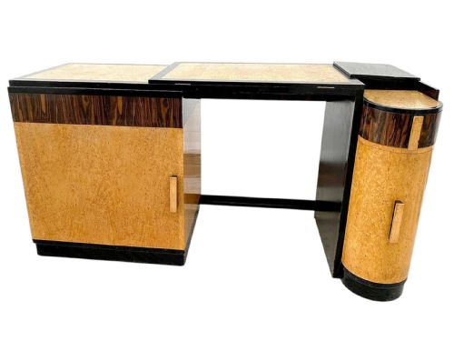 Spectacular Art Deco Maple and Macassar Desk, C1930
