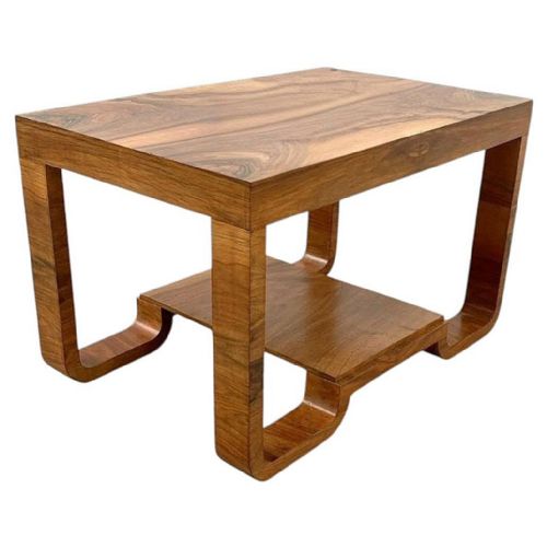 Art Deco Oblong Walnut Occasional Two Tier Table, England, Circa 1930