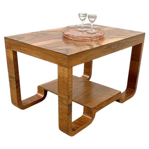 Art Deco Oblong Walnut Occasional Two Tier Table, England, Circa 1930