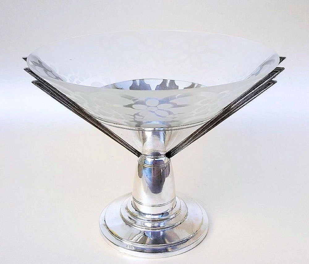 Art Deco Silver Plated Bronze Croupe Bowl