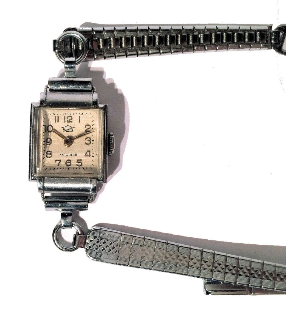 Ladies Art Deco Chrome Watch