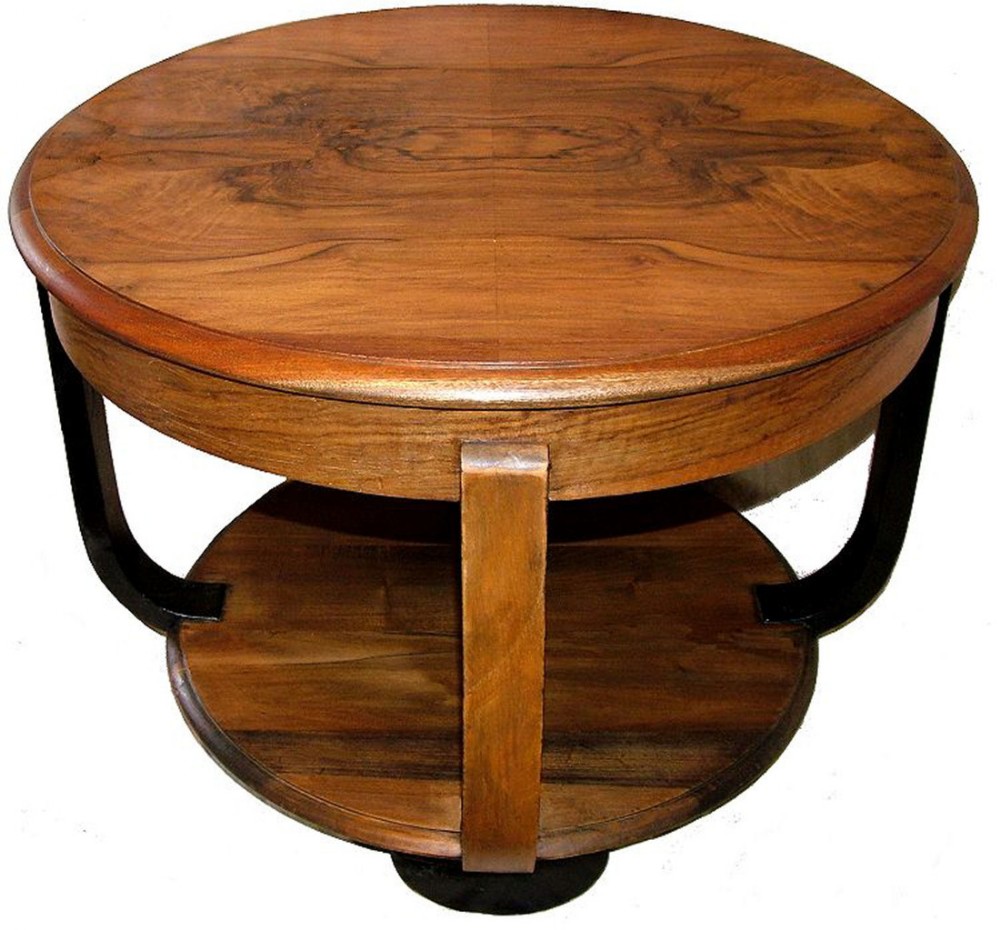 1930s Art Deco Walnut Two Tier Table
