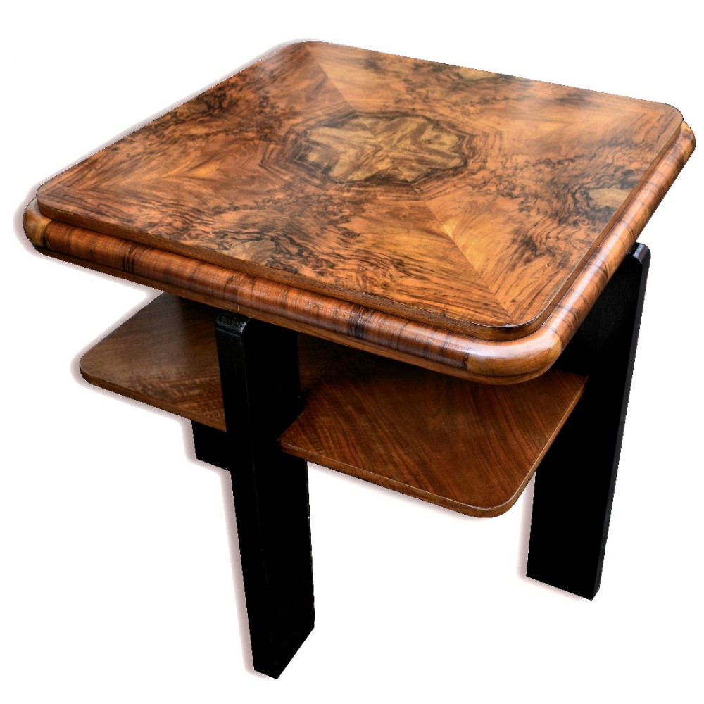 Art Deco Walnut Two Tier Table