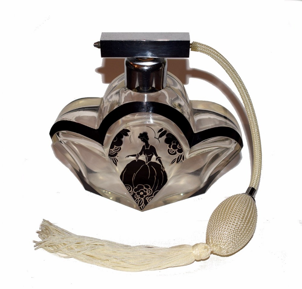 Huge 1930s Art Deco Atomiser Glass Perfume  Bottle