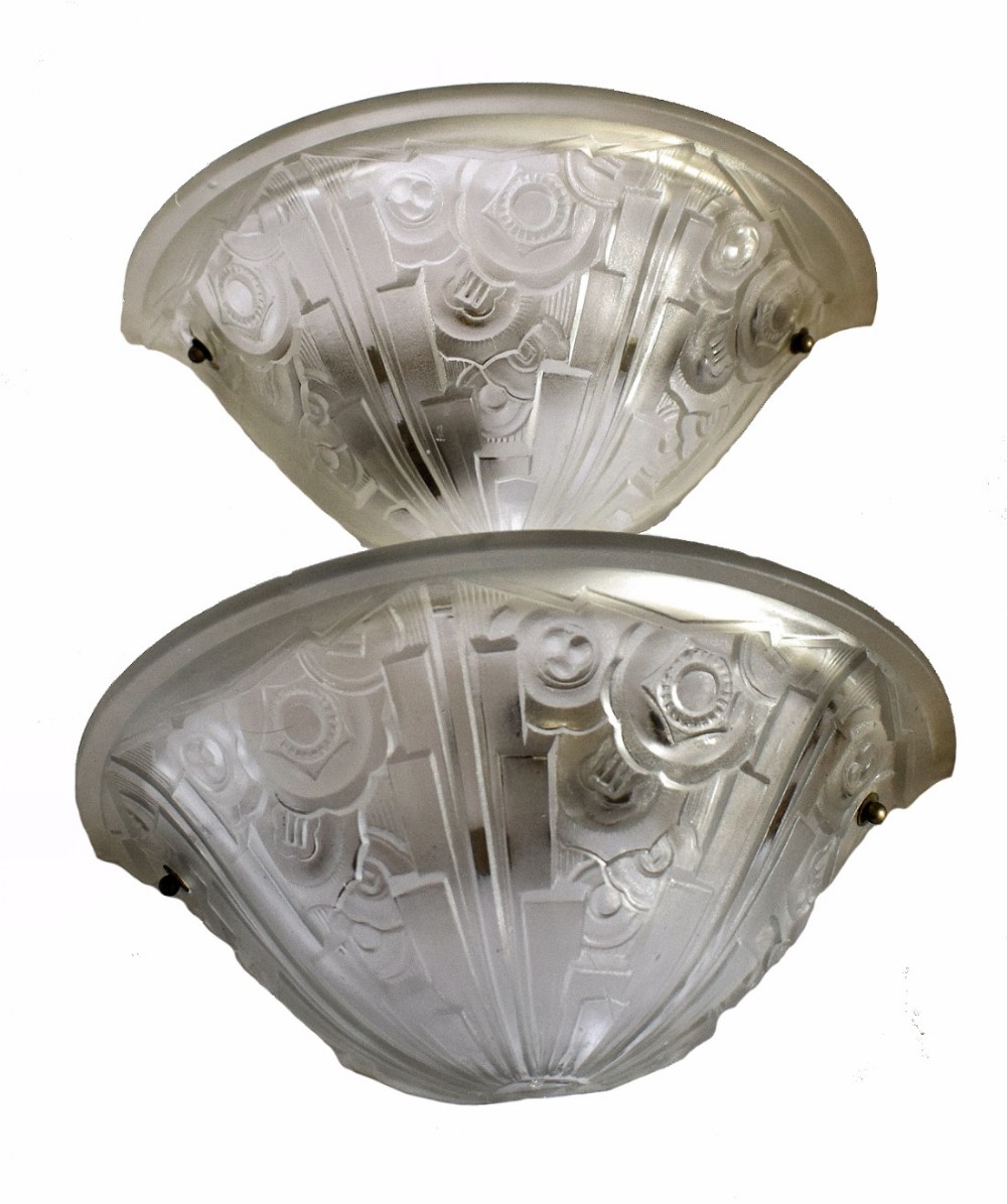 Pair of French Art Deco Glass Wall Lights
