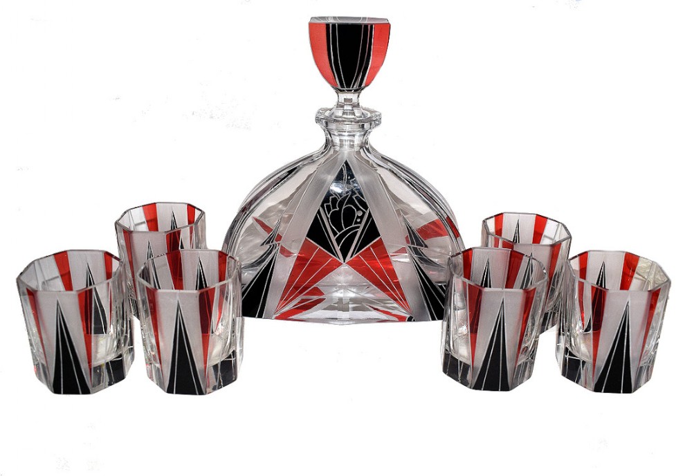 Art Deco Czech Decanter Set by Karl Palda