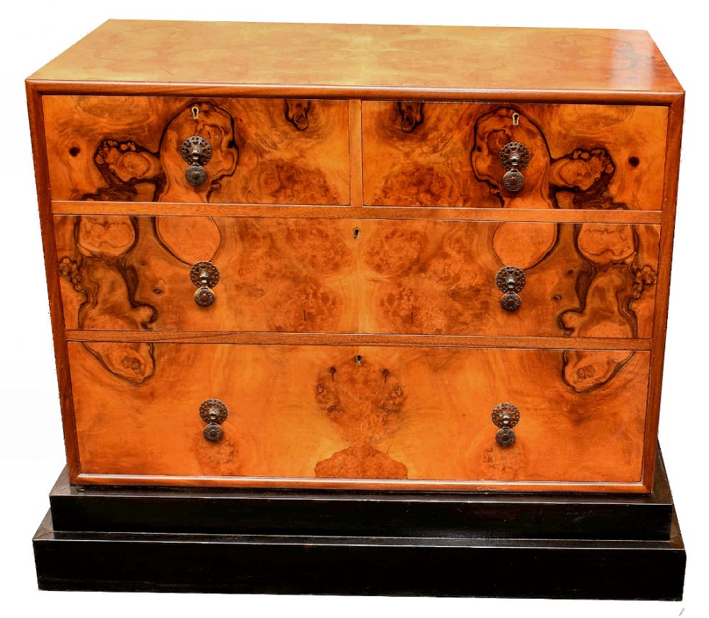 Art Deco Burl Walnut Chest Of Drawers