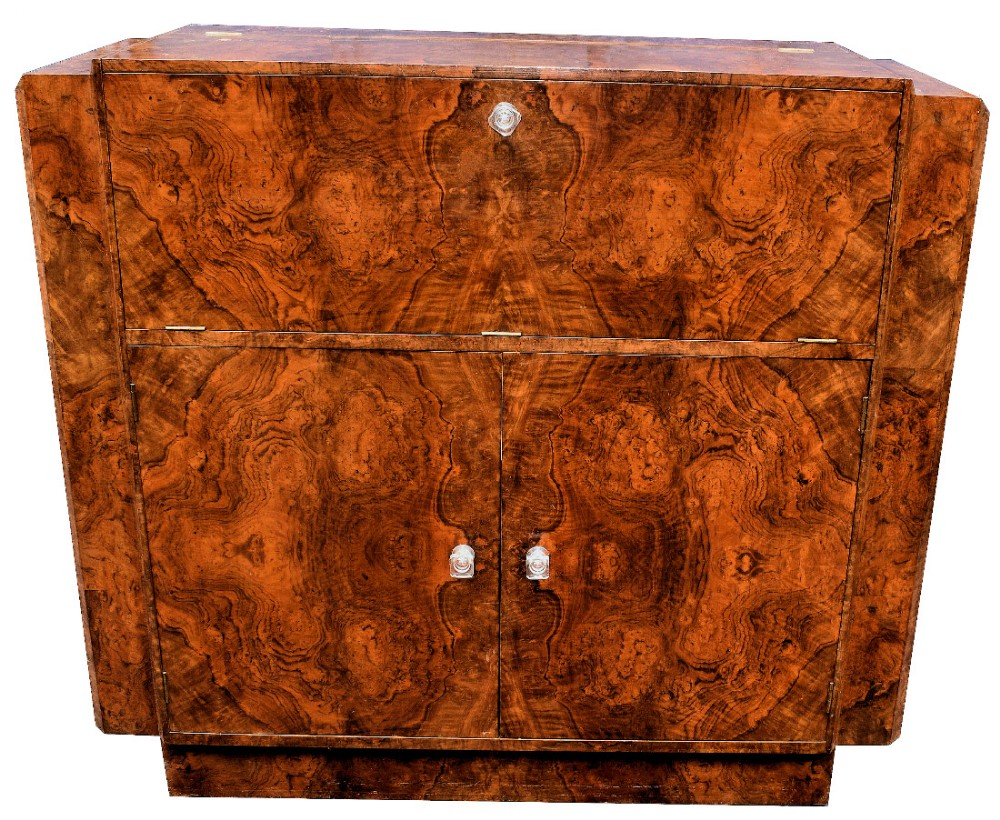Art Deco Figured Walnut Cocktail Cabinet