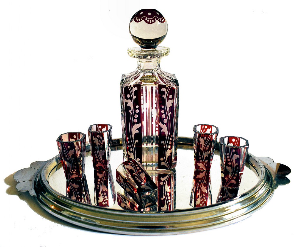Art Deco Cut glass decanter set 