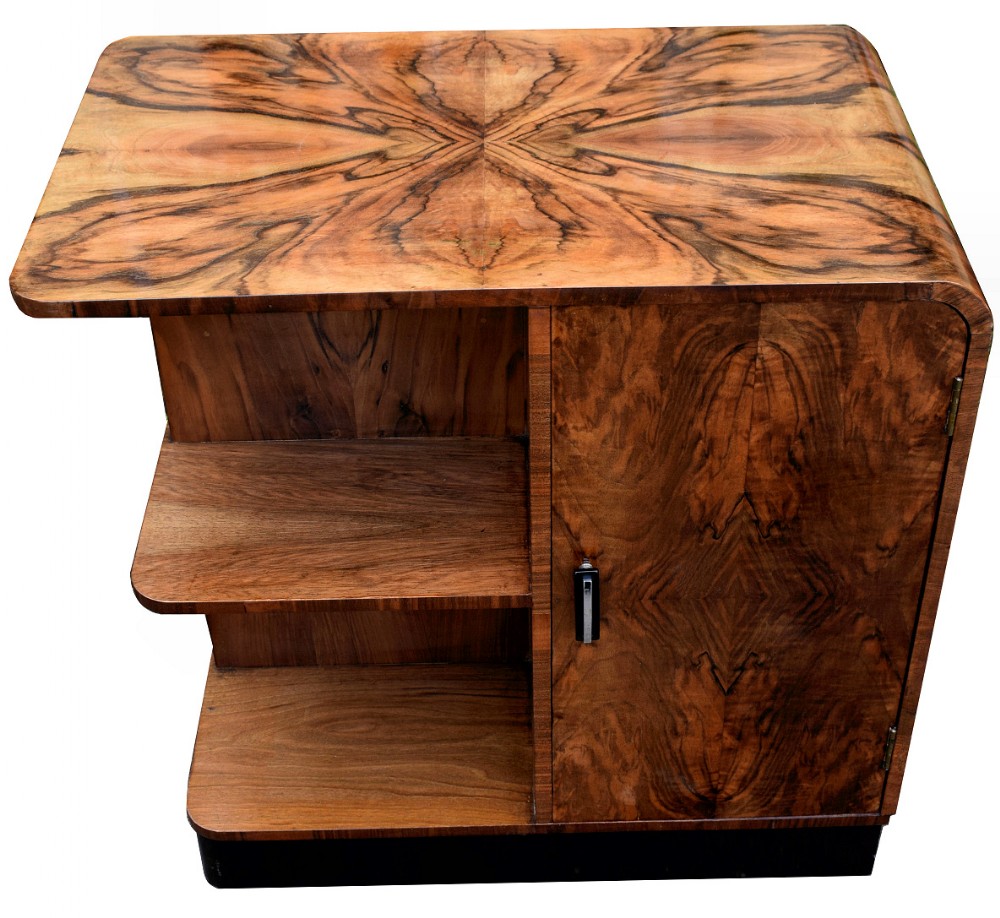 Walnut English Book Table on Casters