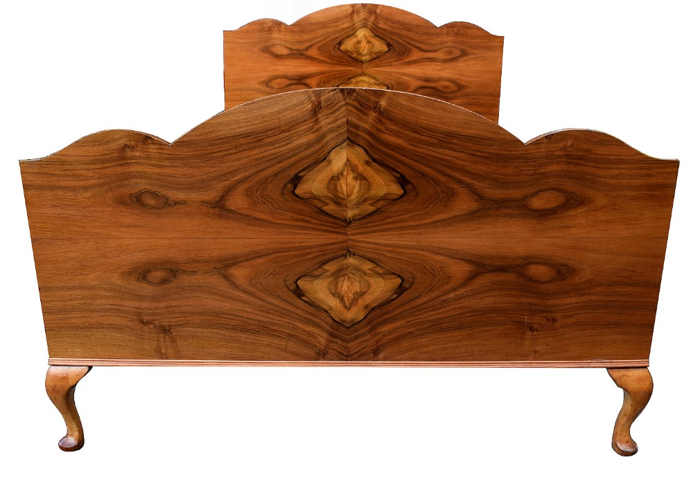 1930's Art Deco Walnut Double Bed