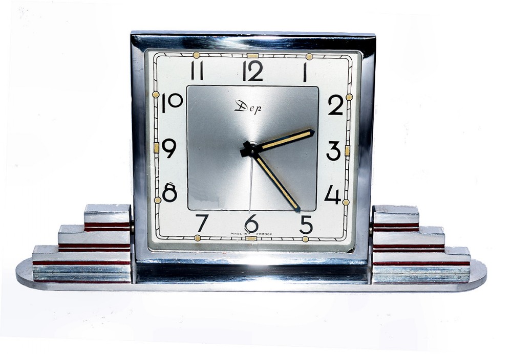 Art Deco Chrome Clock By Dep