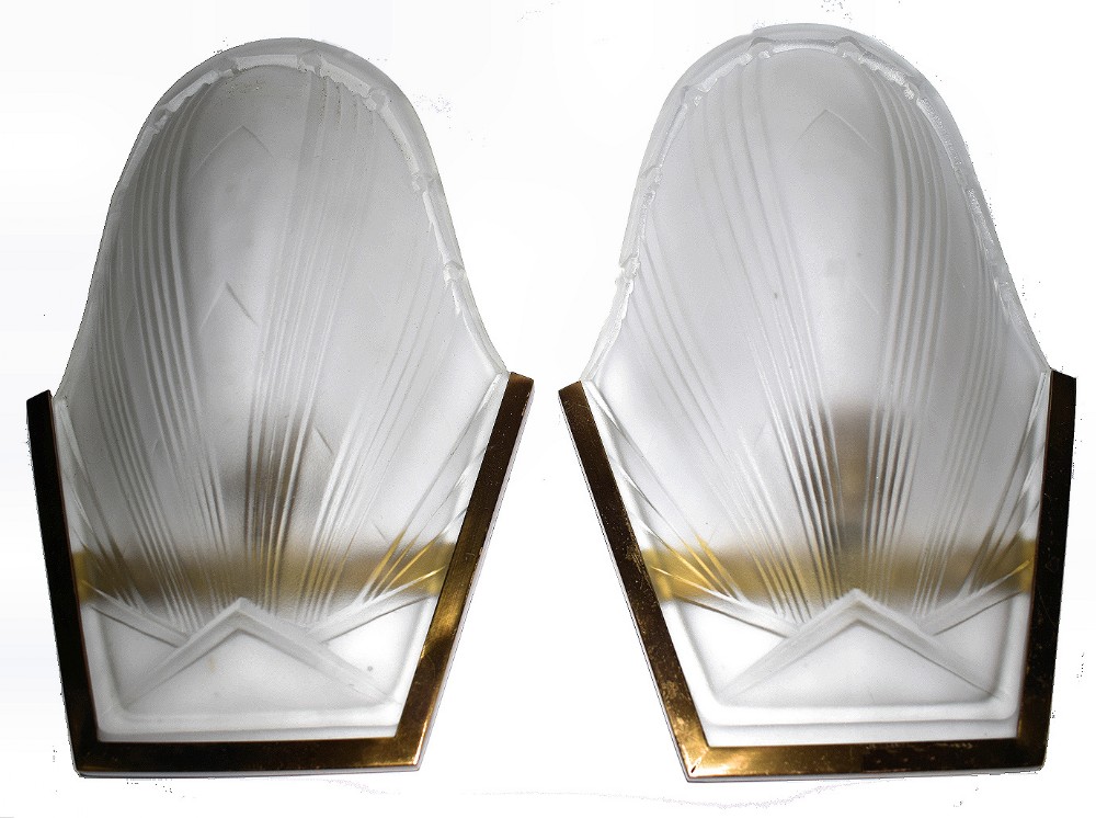 Set Of 3 1930's Art Deco French Wall Lights