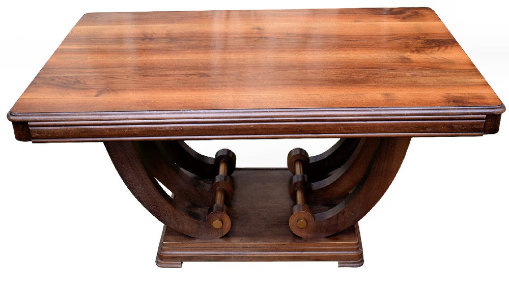1930's Art Deco Solid Walnut Dining Table