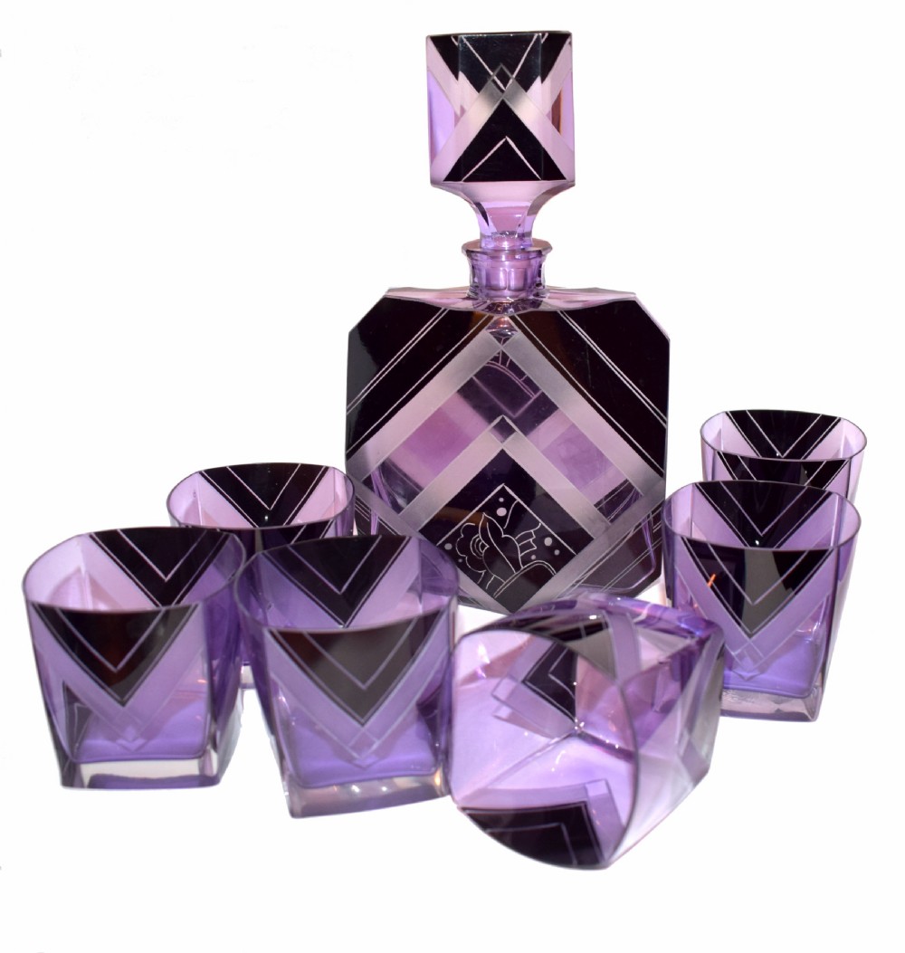 Art Deco 1930's Czech Decanter Set