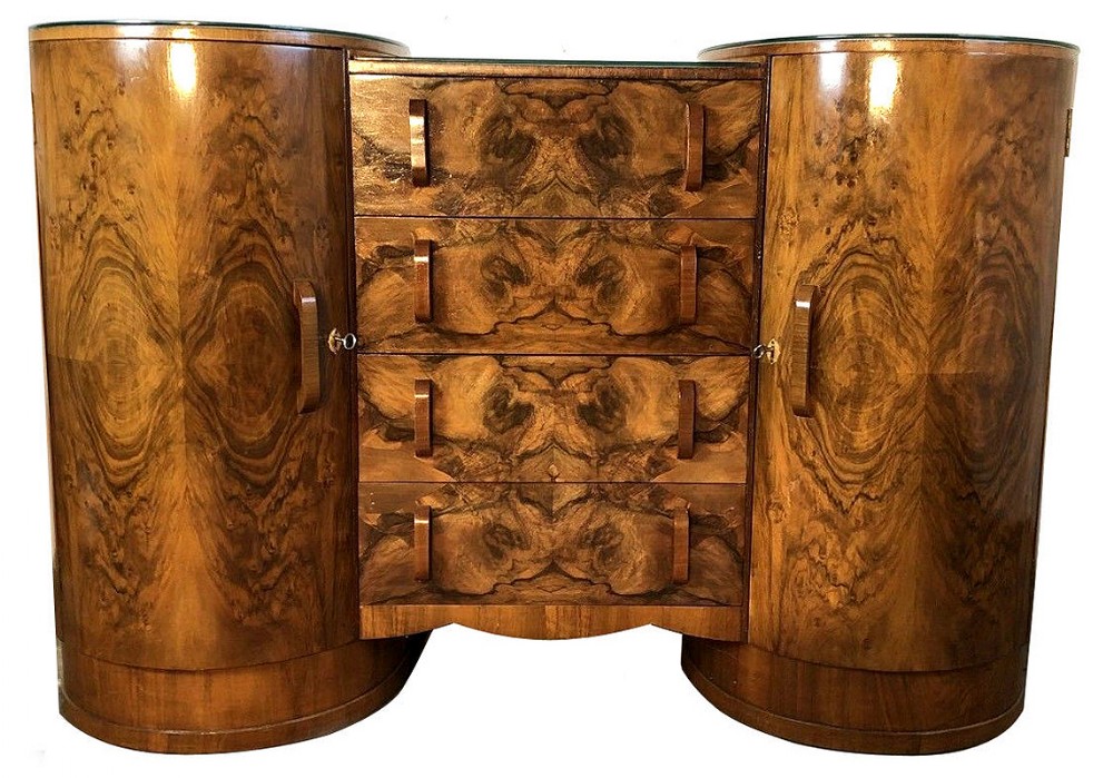 1930's Walnut Art Deco Sideboard 