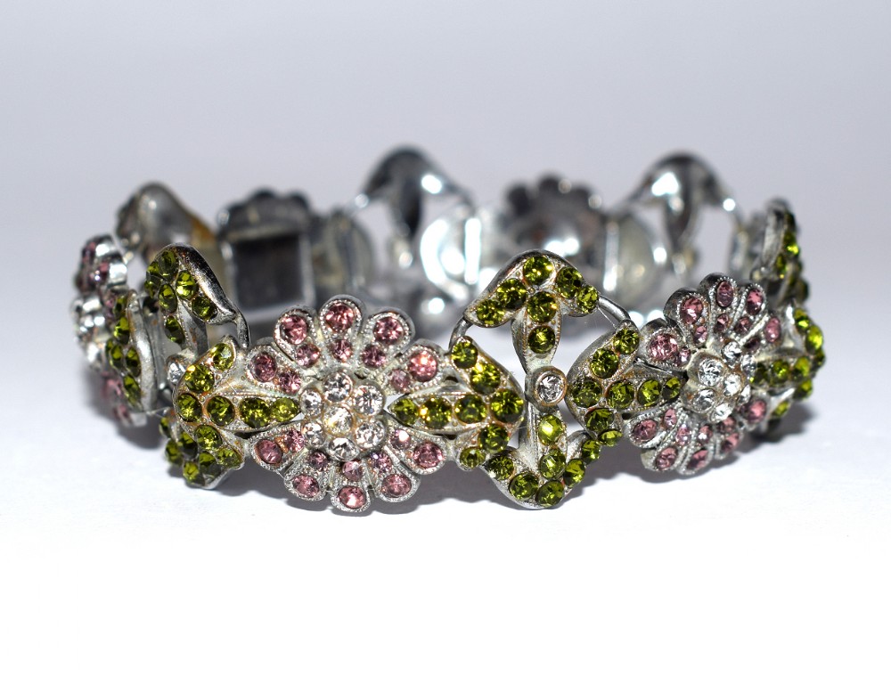 1930's Art Deco Ladies Coloured Stone Bracelet