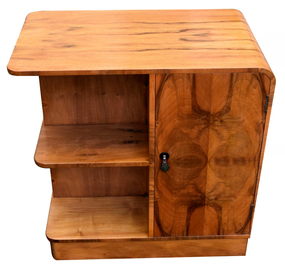 1930's Art Deco Heavily Figured Walnut English Book Table