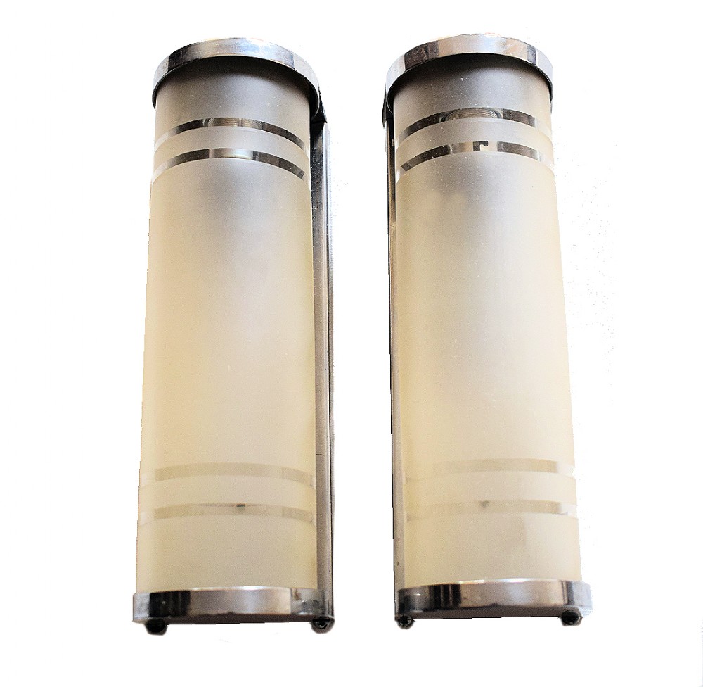Matching Pair of Art Deco Modernist Wall Lights 