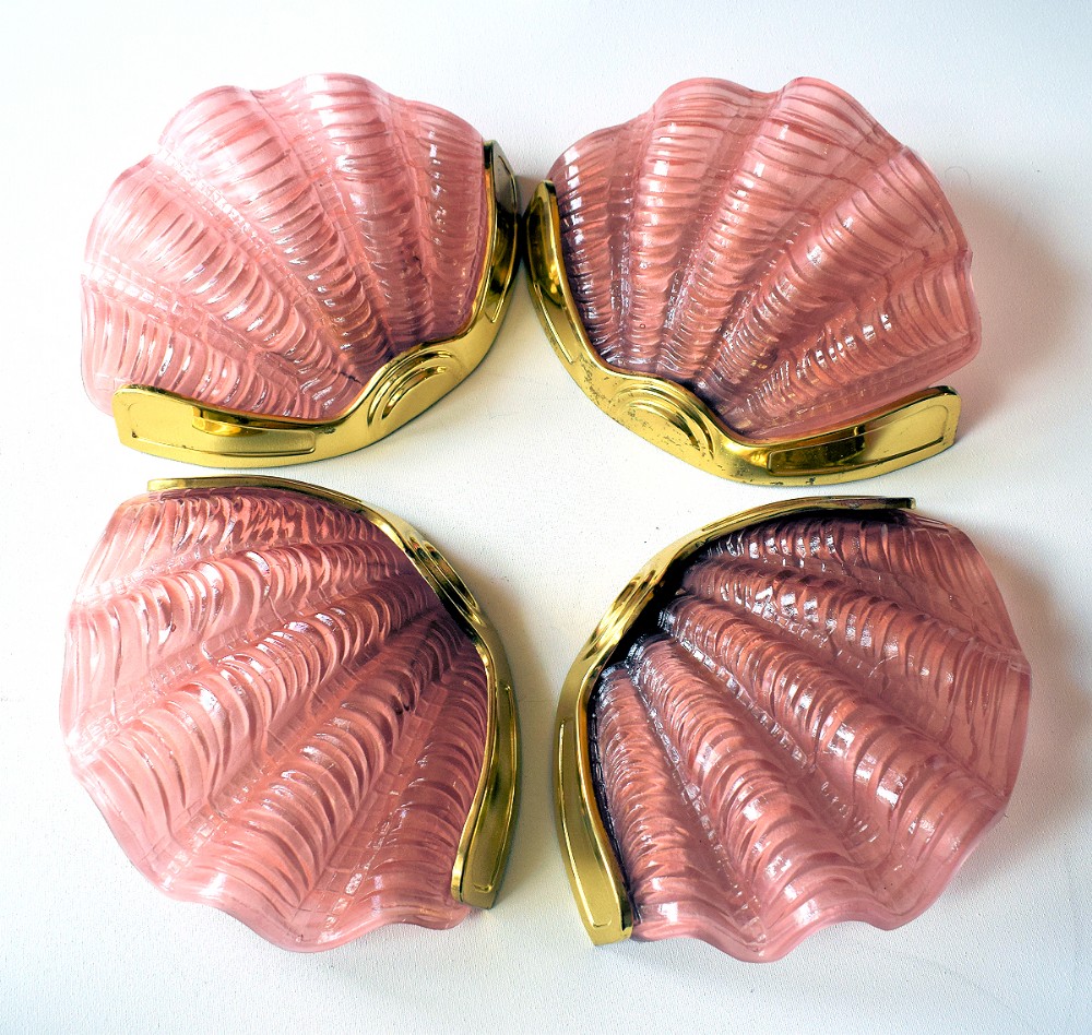 Art Deco Set Of Four Shell Wall Lights 