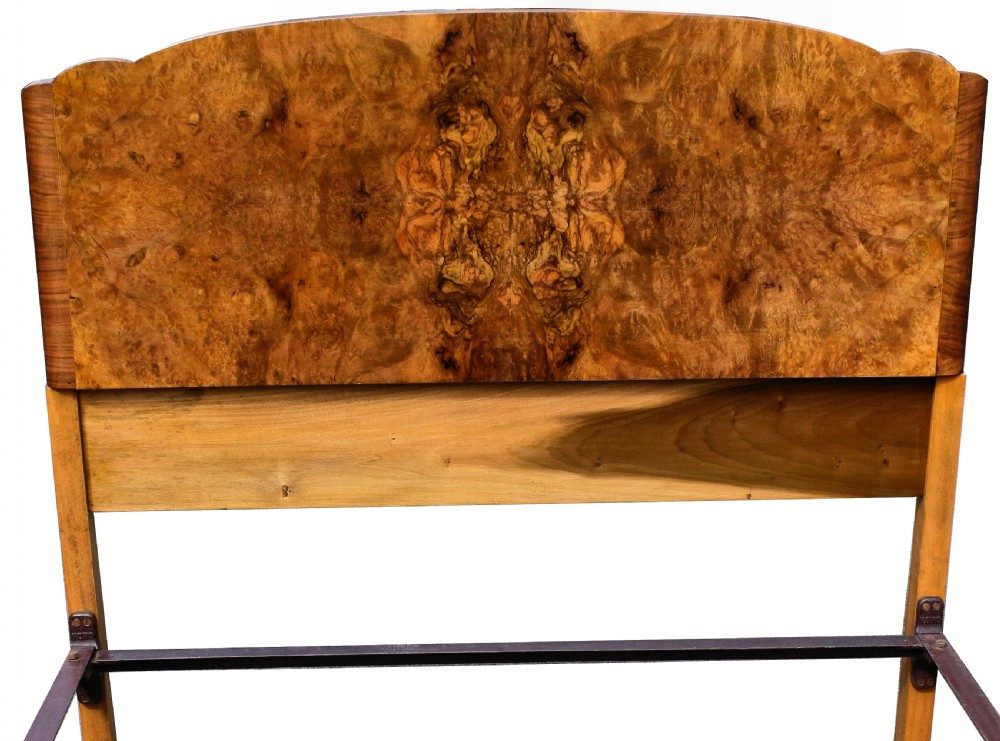 Original 1930's Art Deco Odeon Walnut Double Bed View V
