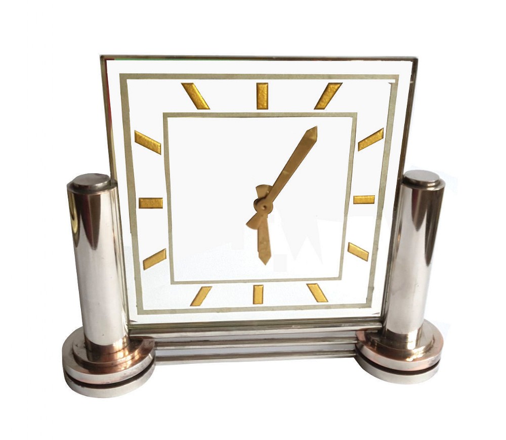 Large 1930's Modernist French Mirror Clock by Marti