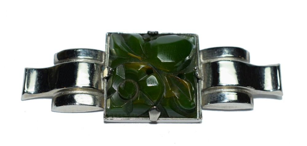 1930's Art Deco Ladies Bakelite and Chrome Brooch
