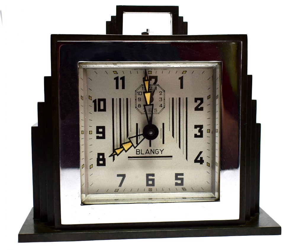 1930's Art Deco Green Bakelite Clock By Blangy