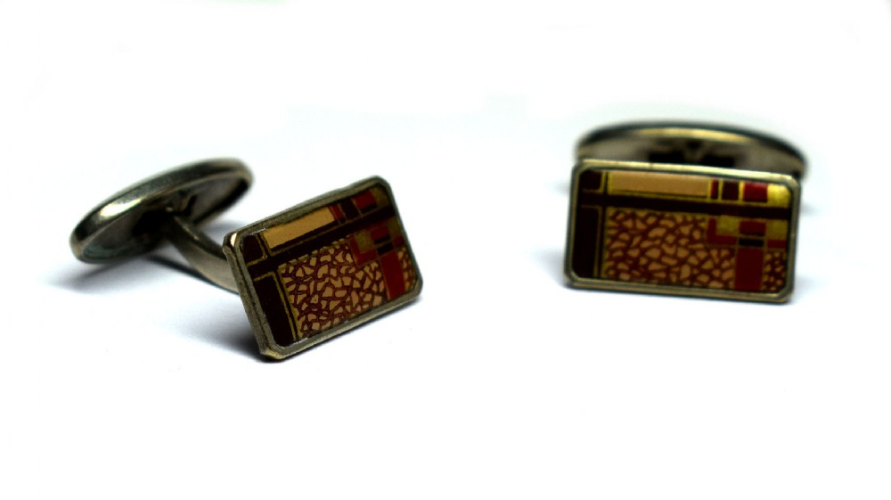 English Art Deco Men's Enamel Cufflinks