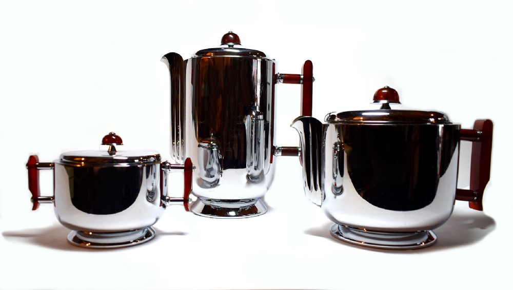Art Deco Chrome and Bakelite WMF Tea And Coffee Set