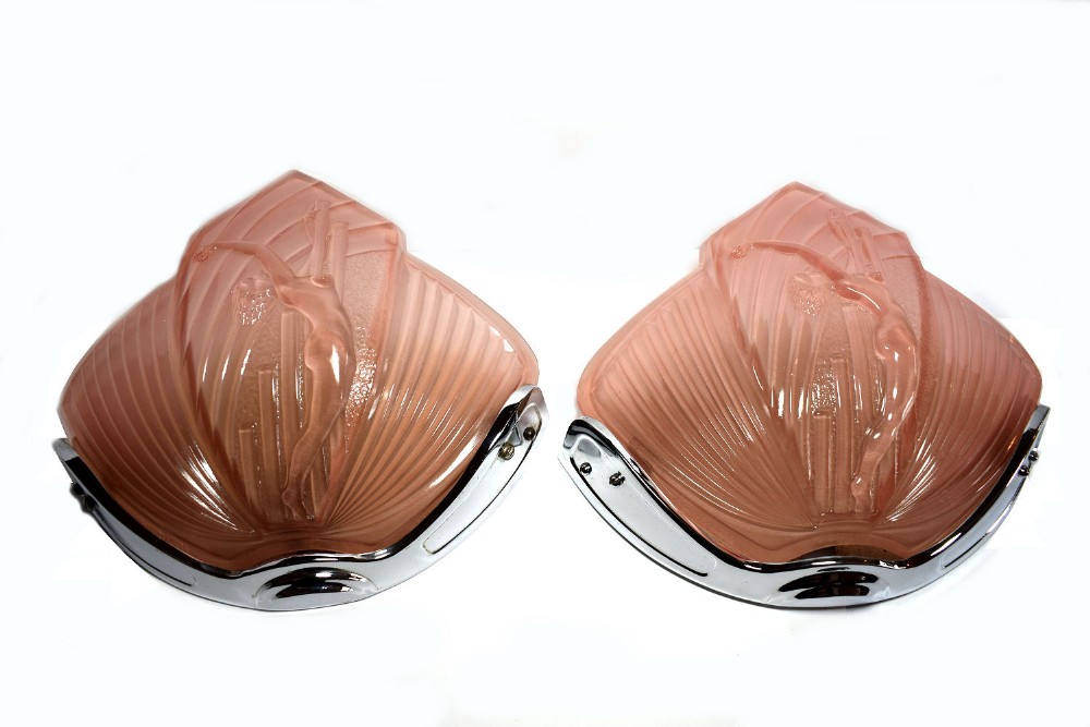 Rare 1930's Art Deco Pair of Nude Female Wall Lights