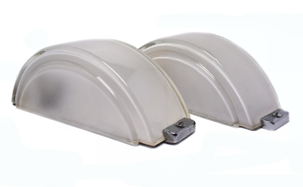 Pair of Art Deco Crescent Shaped Glass Wall Light Sconces