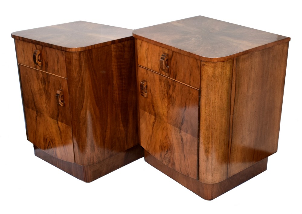 Matching Pair Of Art Deco 1930's Bedside Cabinets View V