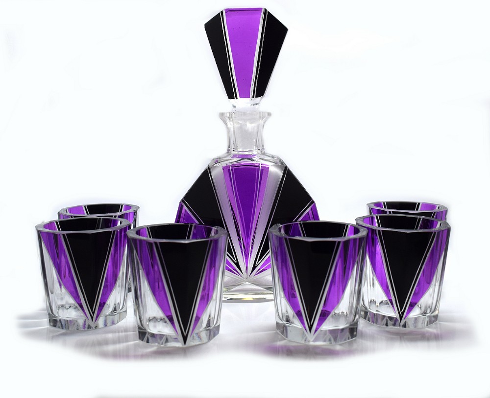 Art Deco 1930's Czech Decanter Set
