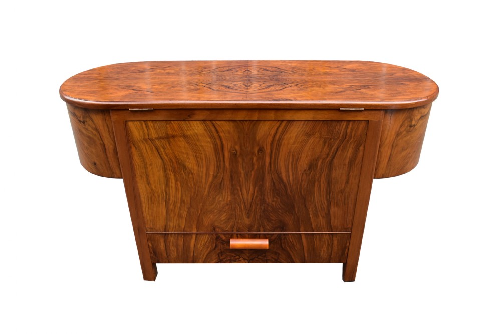 Art Deco Walnut Metamorphic Cocktail Drinks Bar