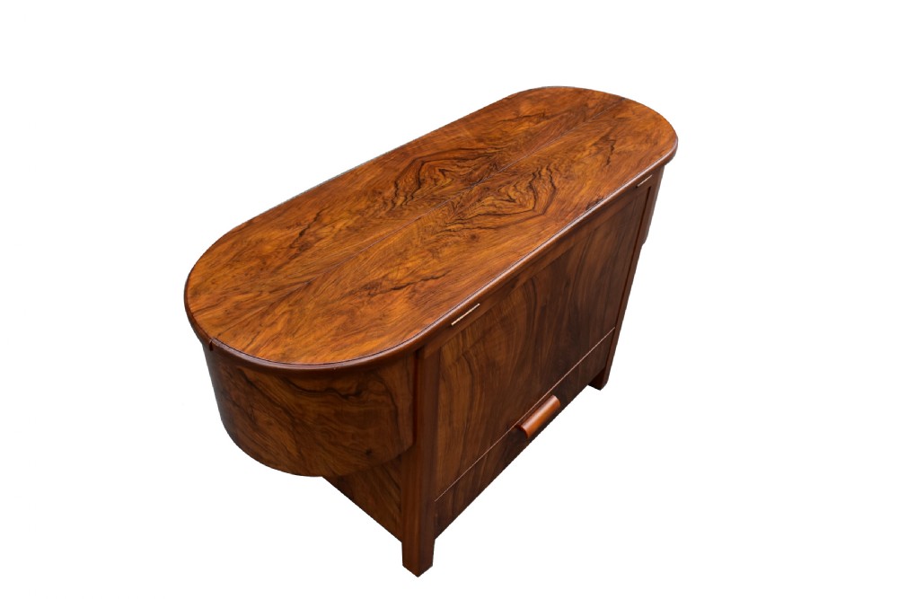 Art Deco Walnut Metamorphic Cocktail Drinks Bar View III