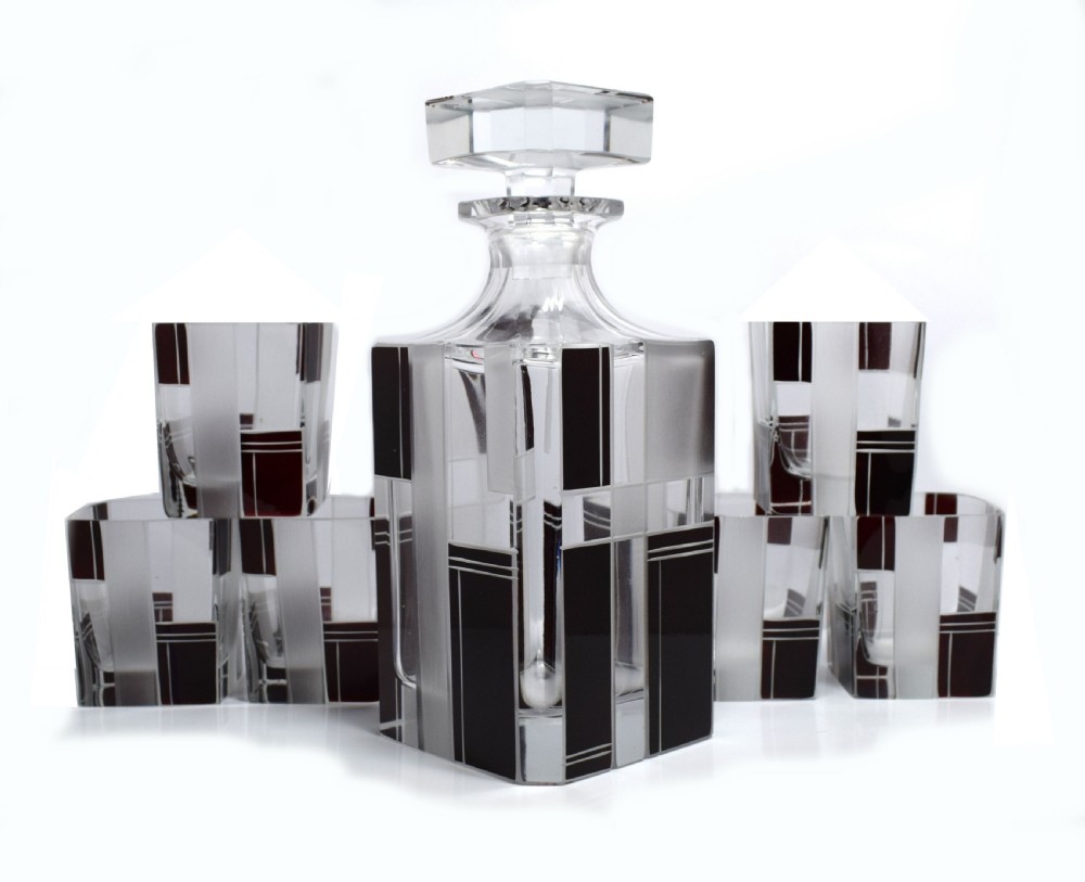 Superb 1930's Whiskey Glass Decanter Set View II