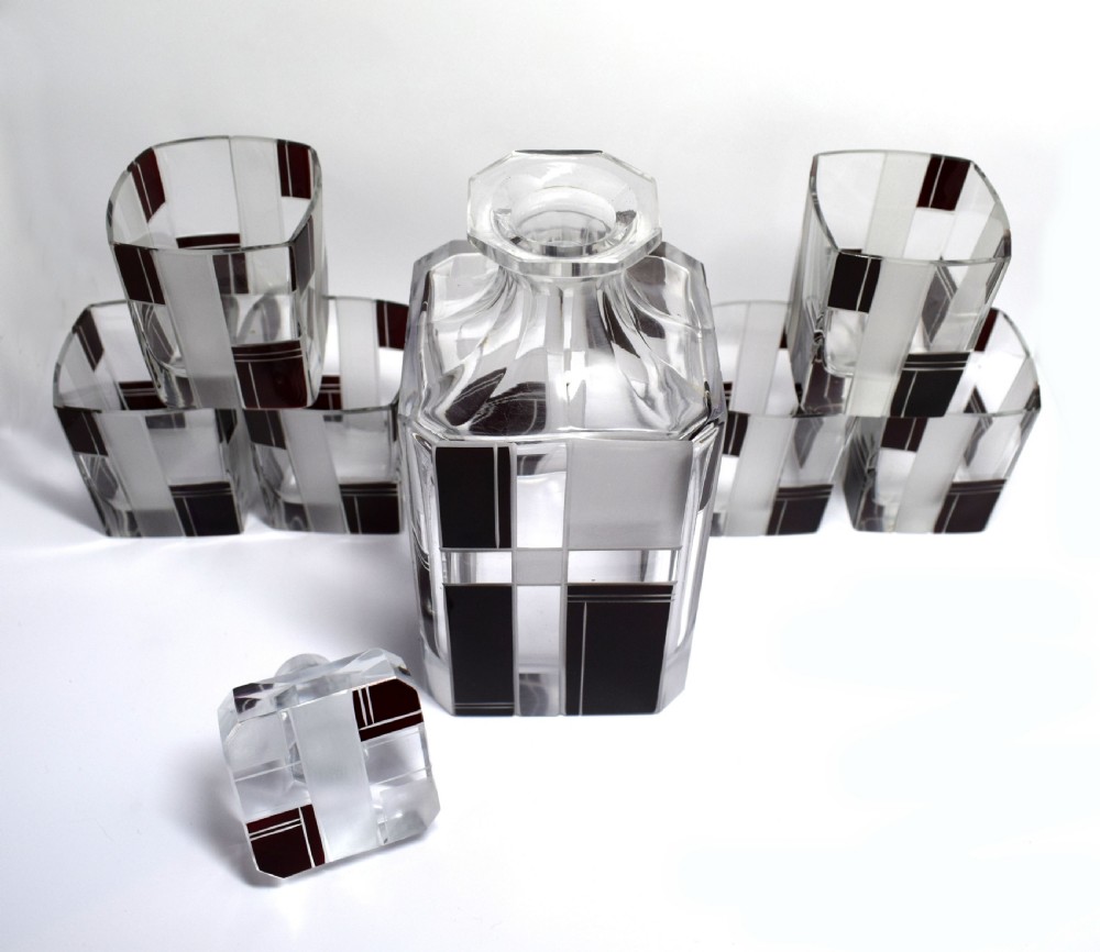 Superb 1930's Whiskey Glass Decanter Set View III