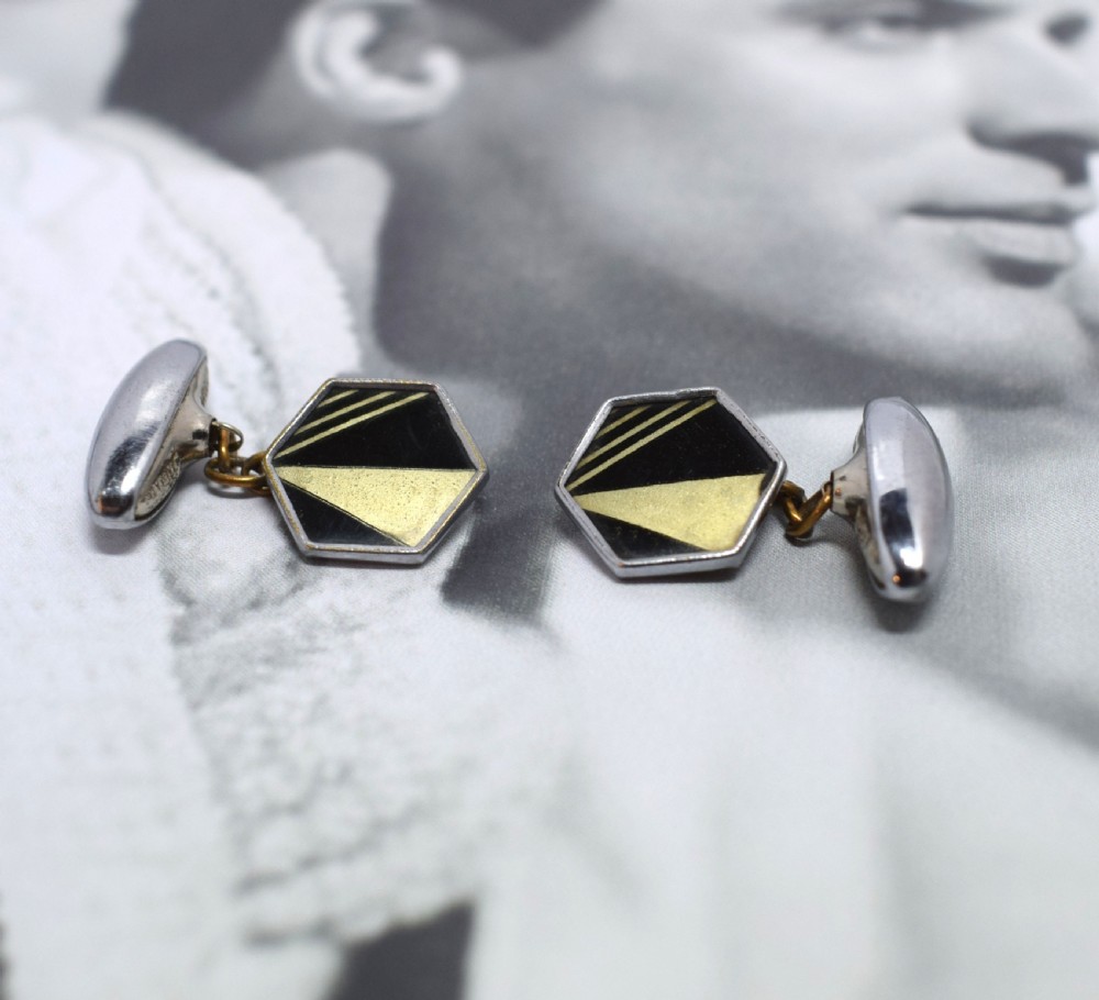Art Deco Mens Geometric Cufflinks View III