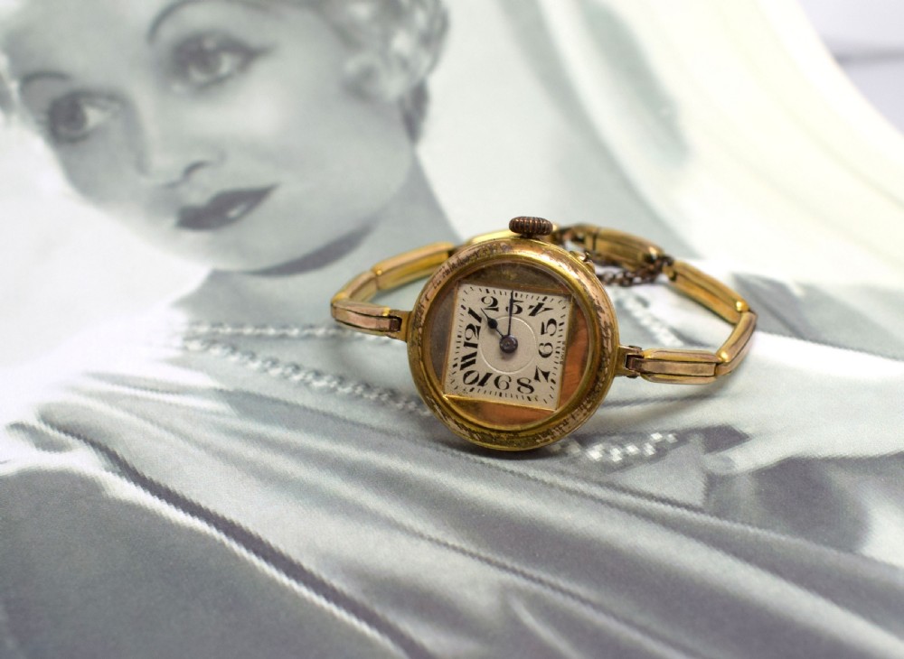 Ladies Art Deco Gold Tone Wrist Watch View II