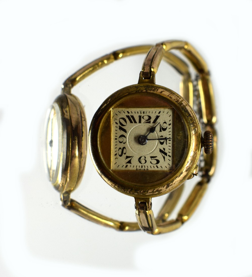 Ladies Art Deco Gold Tone Wrist Watch View V