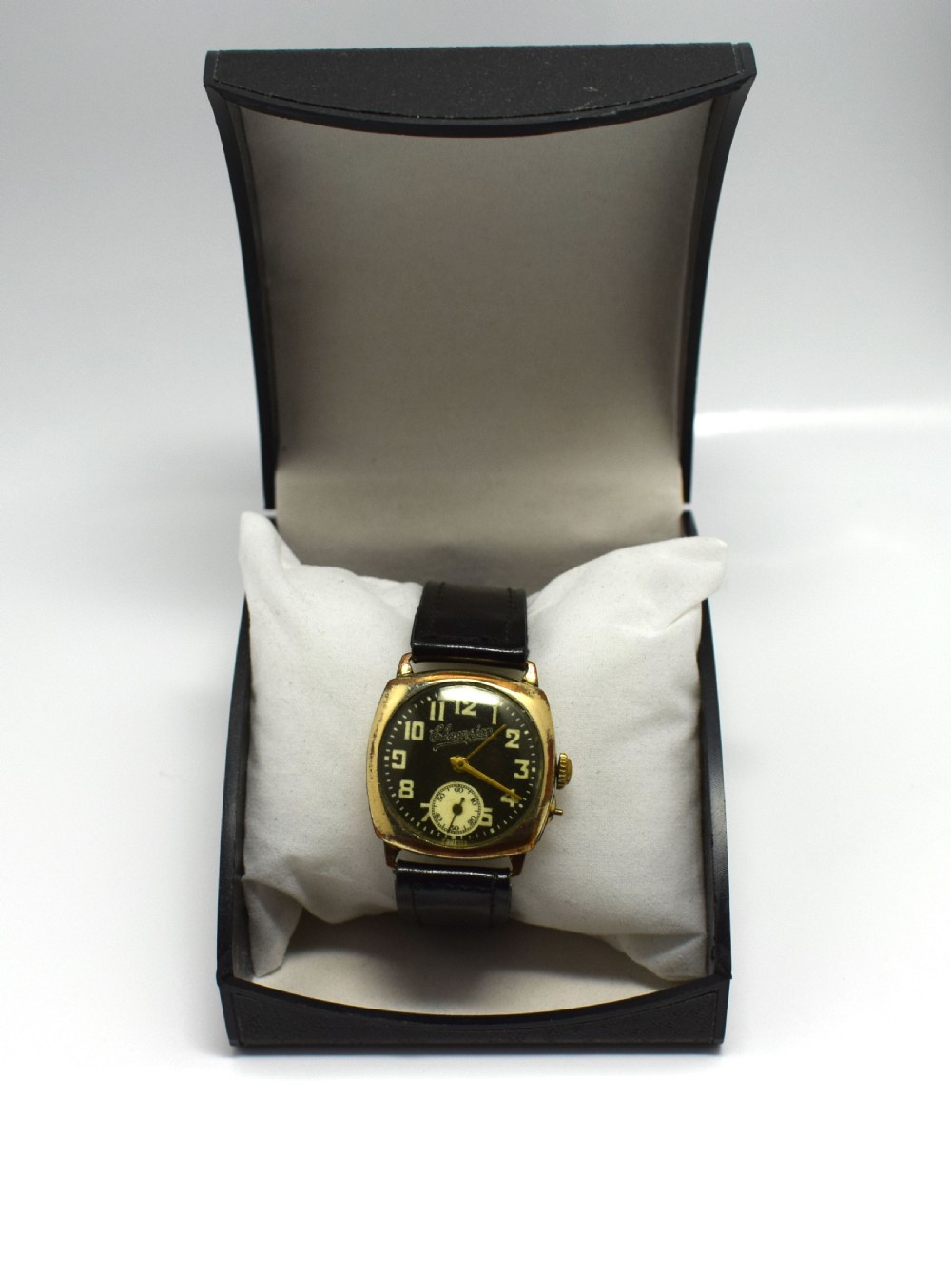1930's Art Deco Gents Rose Gold Plated Cushion Wrist Watch View V
