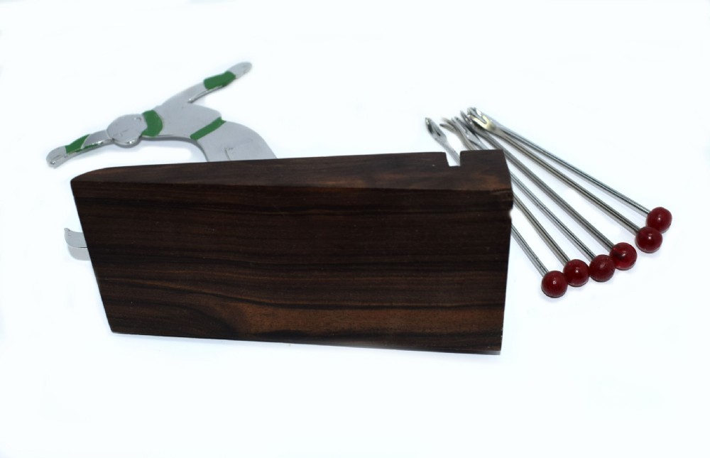 French Art Deco Ski Jumper Cocktail Sticks Picks Barware Sudre, 1930's  View III