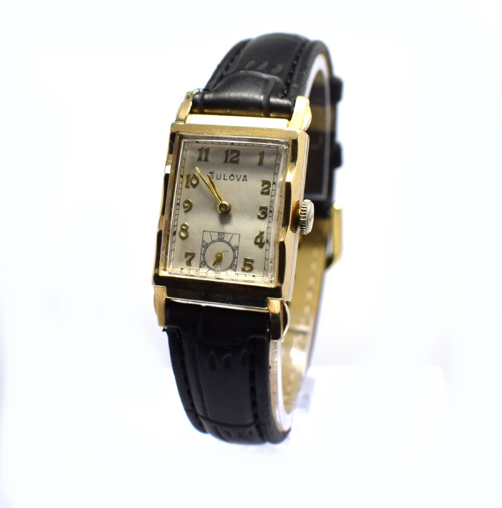 Art Deco 10k Gold Filled Gents Watch By Bulova