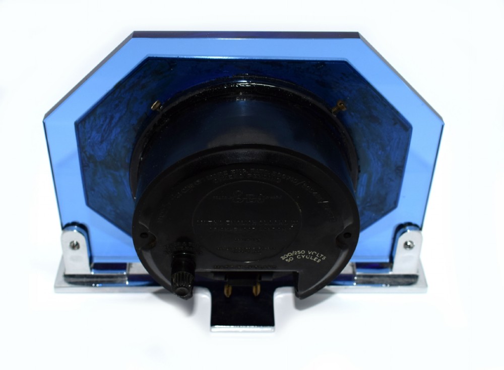 Art Deco 1930's Blue Glass Clock By Smiths View IX